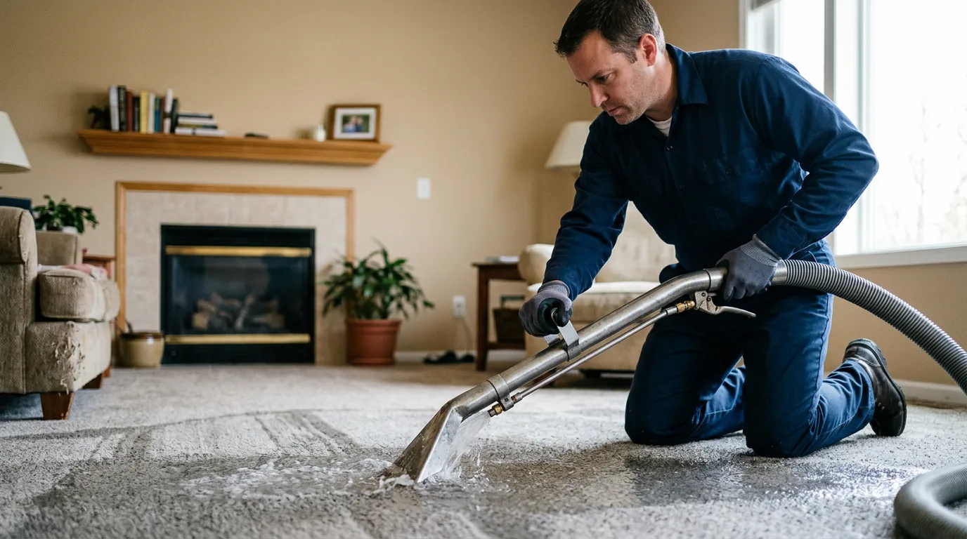 Water damage restoration technician working near Brownsburg, IN